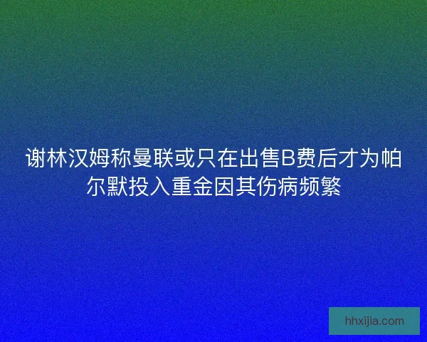 谢林汉姆称曼联或只在出售B费后才为帕尔默投入重金因其伤病频繁