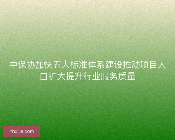 中保协加快五大标准体系建设推动项目人口扩大提升行业服务质量